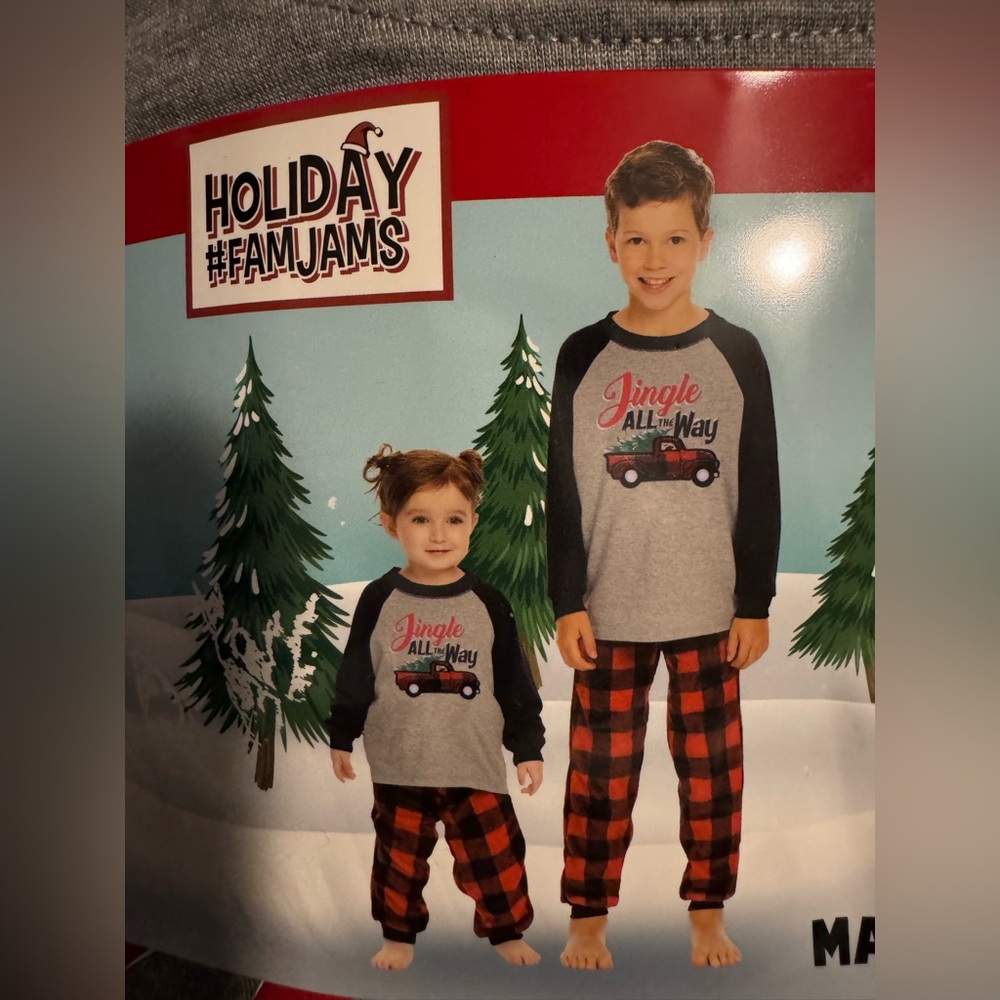Holiday Kids Pajamas Set - Black and Red Plaid
